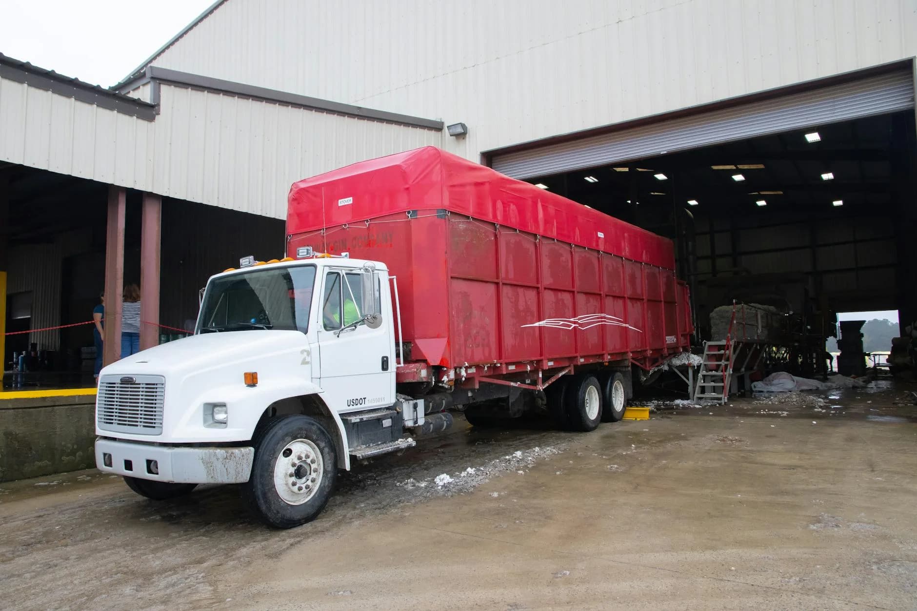 Red Trailer Truck At A Warehouse Loading 2