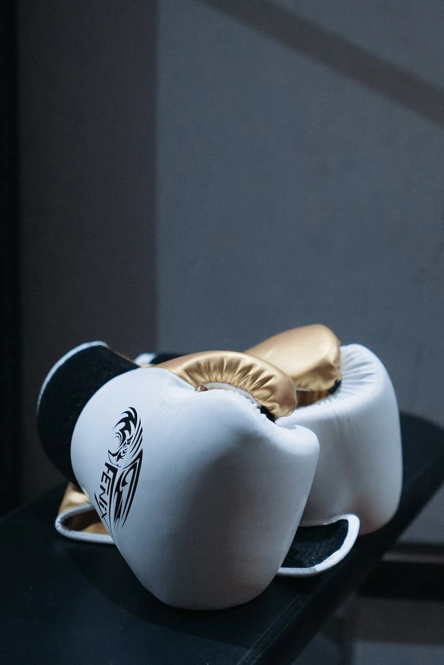 White And Gold Boxing Gloves Resting Ele 4