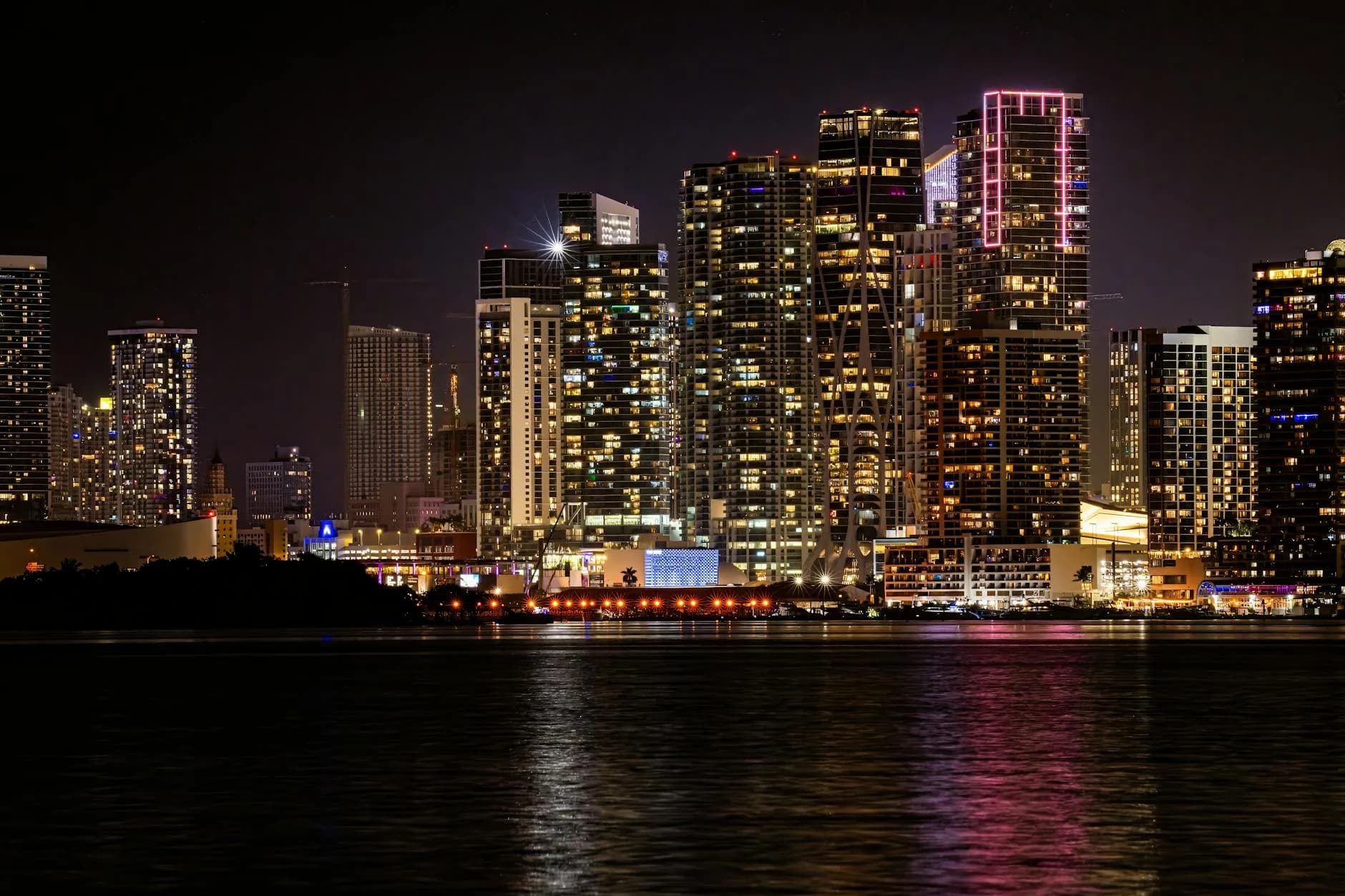 Vibrant Miami Skyline Illuminated At Nig 4