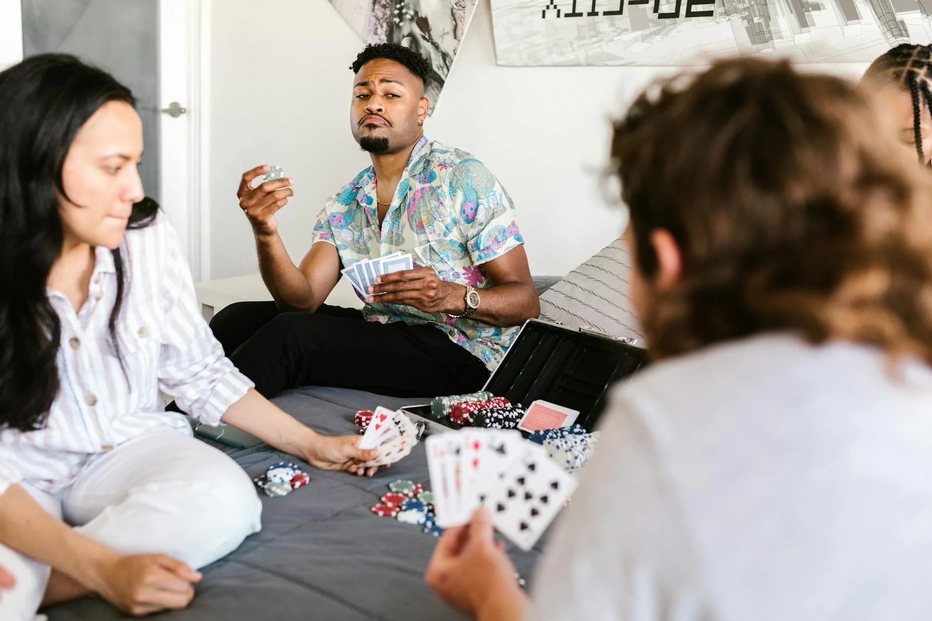 Group Of College Students Playing Poker 4