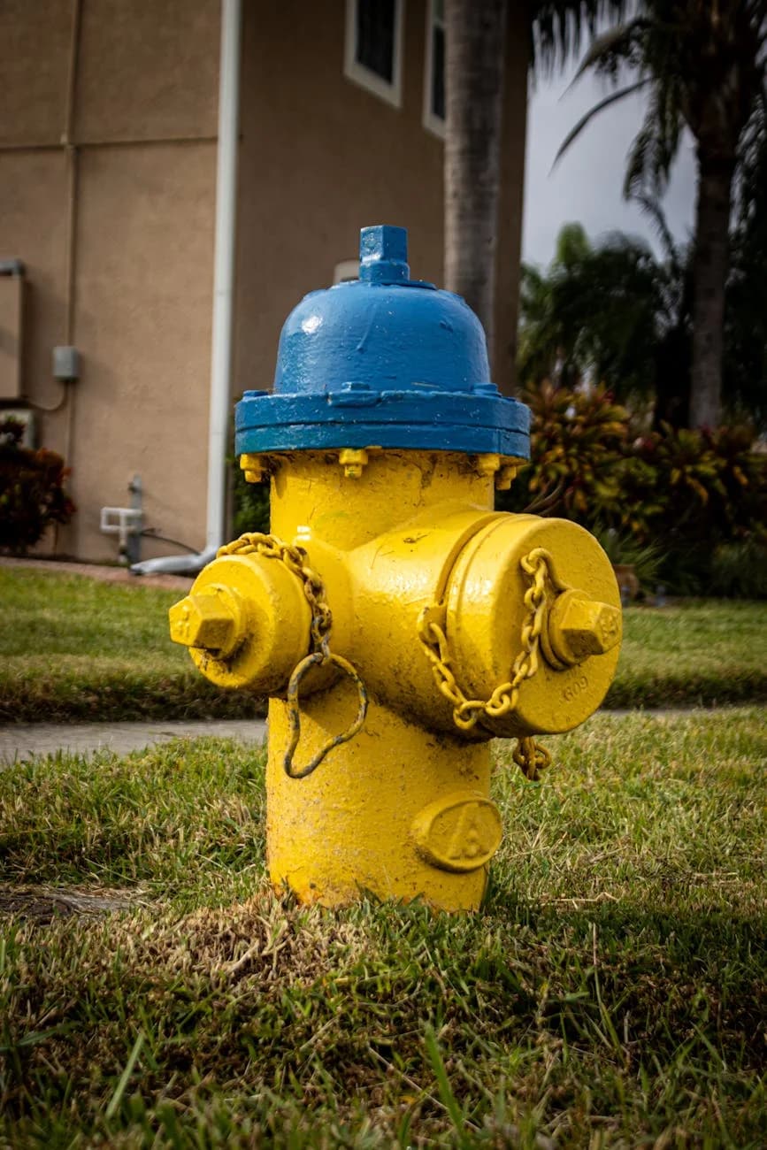 Vibrant Yellow And Blue Fire Hydrant In 4