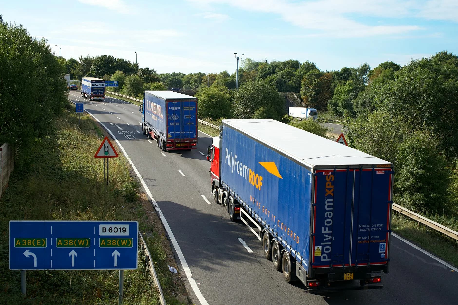 Cargo Trucks On A38 Highway Mansfield Uk 1