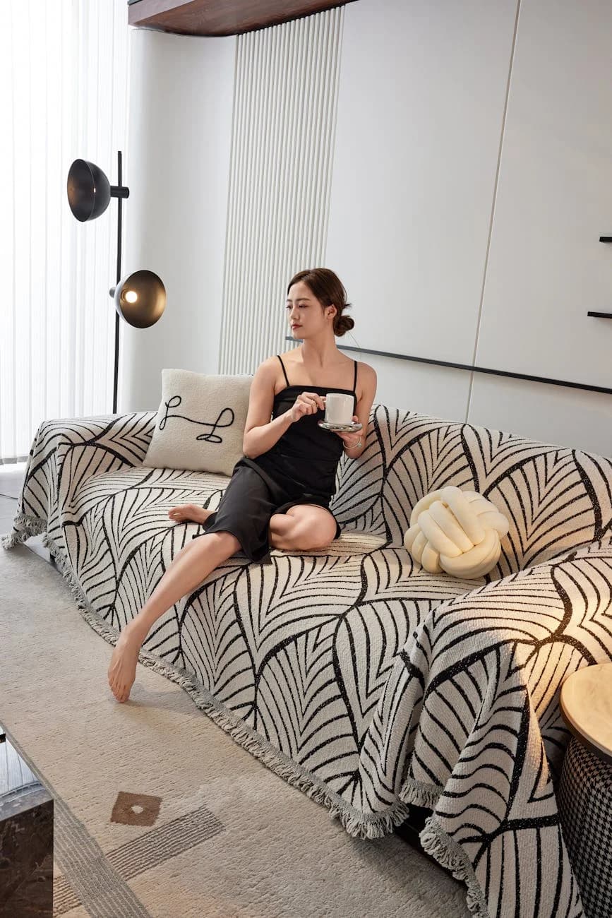 Woman In Chic Home Interior Enjoying Cof 4