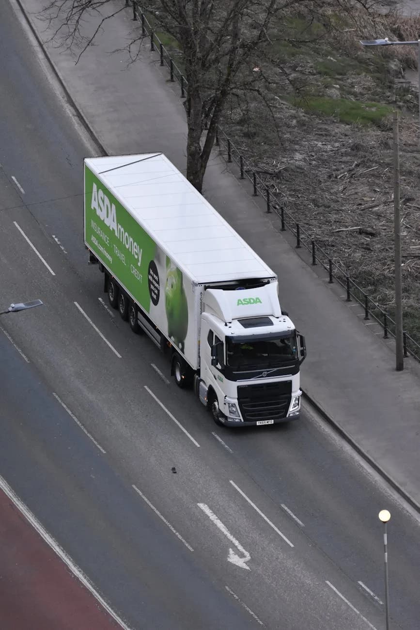 Svc High Angle View Of An Asda Delivery Truc 1